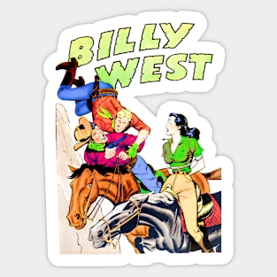 Cowgirl Horse Western Billy West Retro Vintage Comic Book Sticker